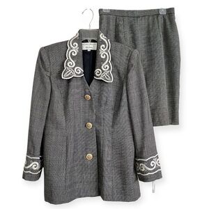 Vintage Matching Jacket Skirt Suit Set Size 8 Careerwear Office Siren Corpcore